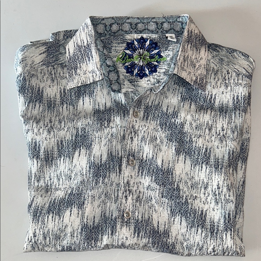 Robert Graham Navy and White Textured short sleeve Shirt